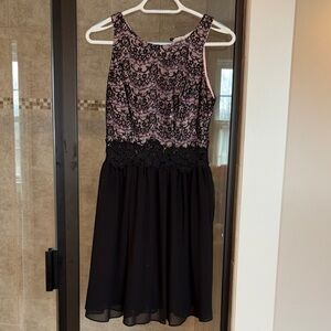 Francesca's Collections Black and Pink Lace Dress